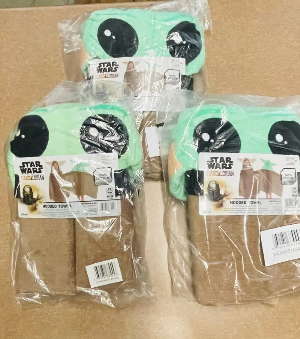3 Star Wars Mandalorian Grogu Baby Yoda Hooded Bath Towels 22x51 100% Cotton